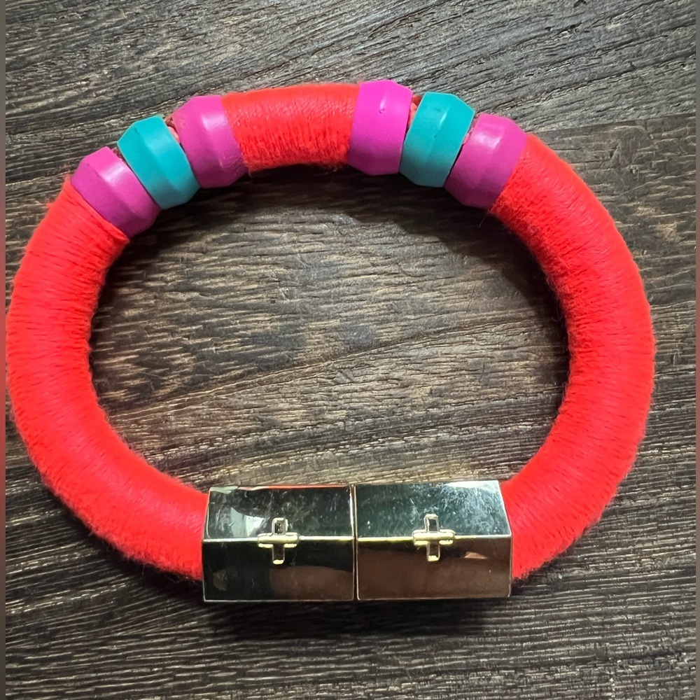 Holst + Lee Hot Pink & Gold Colorblock Bracelet 6.5” D8